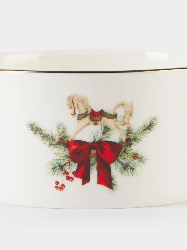 Шампан тұғыры, 12 см, фарфор F, ақ, Бантигі бар жылқы, Christmas miracle classic, image-2