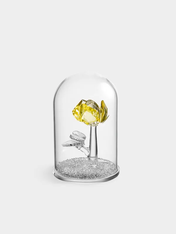 Мүсінше, 13 см, хрусталь шыны, Күмбездегі сары раушан, Crystal flower, image-0