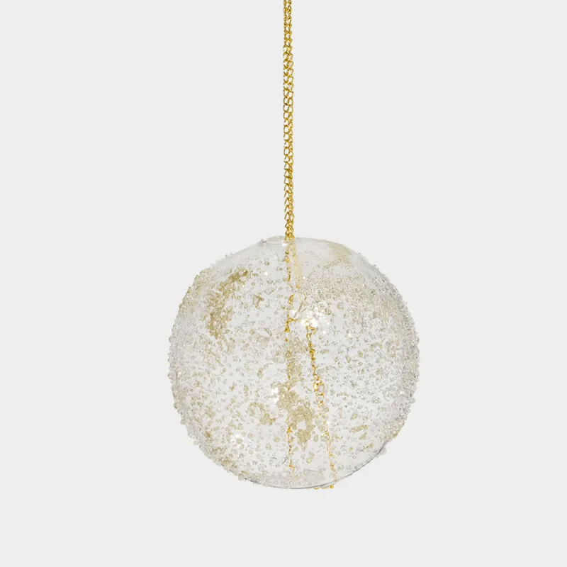 Шырша ойыншығы, 8 см, шыны, жылтырақтары бар, шампан, Аязды шар, Ball sparkle