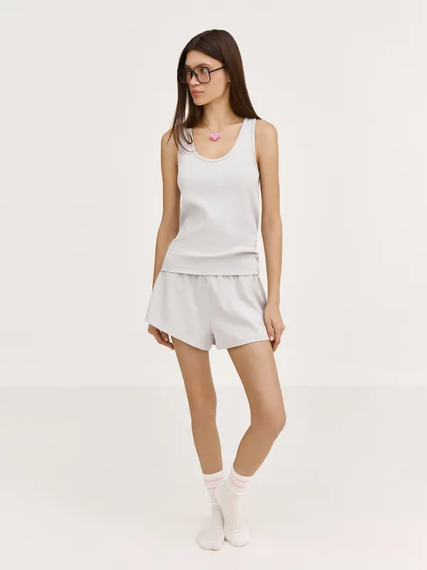 Әйелдер костюмі, үйге арналған, өлшемі S, шорттары бар, мақта/эластан, ақшыл сұр, Katniss, image-1