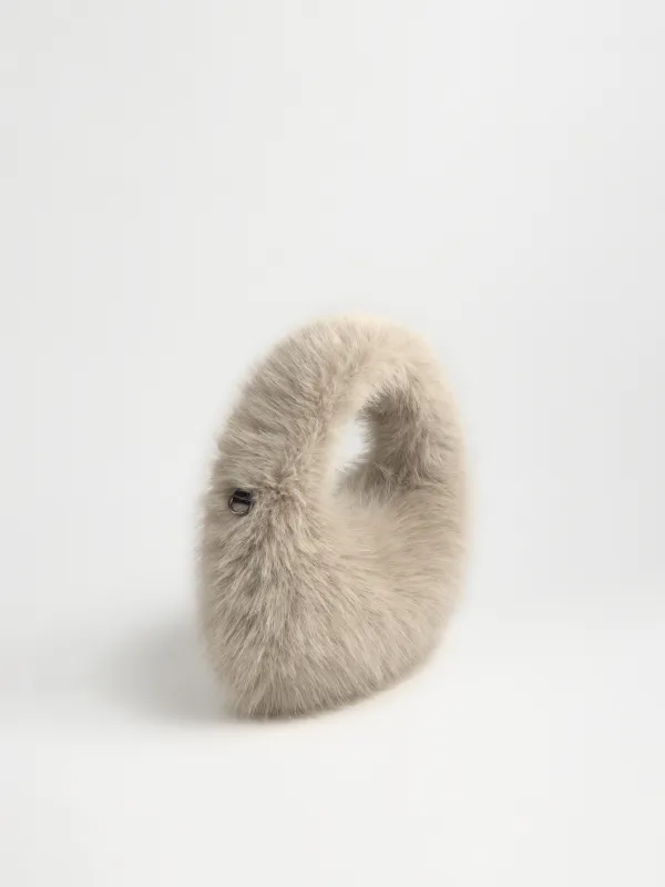 Сумка женская, 33х20 см, с ручкой, искусственный мех, бежевая, Bushy beauty, image-1