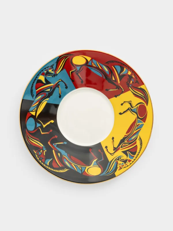 Шай жұбы, 1 адам, 2 зат, 300 мл, фарфор Р, алтын, Жылқы, Horse art, image-4