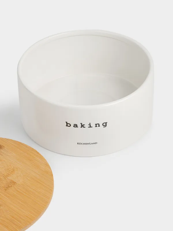 Хлебница, 23х12 см, с разделочной доской, керамика D/бамбук, круглая, молочная, Milk kitchen, image-2