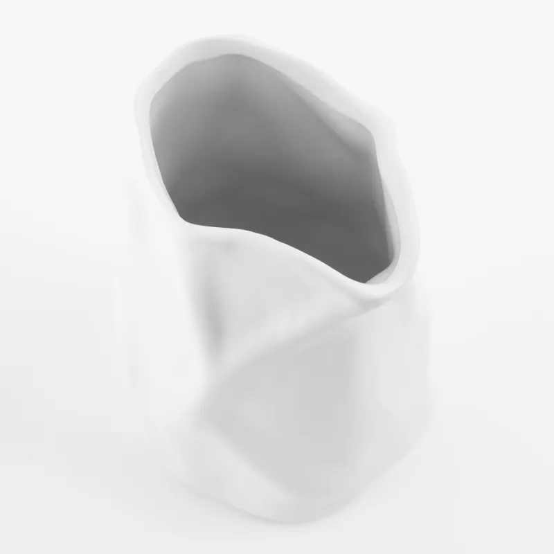 Гүл вазасы, 20 см, керамика, ақ, сәт, Crumple font, image-2