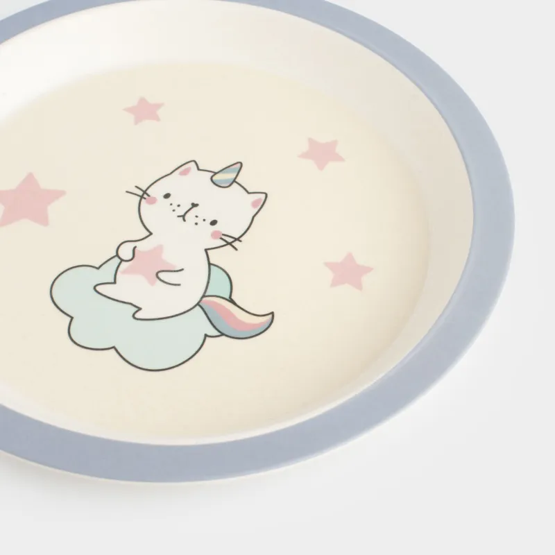 Ыдыс-аяқ жинағы, балаларға арналған, 5 зат, бамбук, қызғылт, Қанаттары бар бір мүйізді, Unicorn, image-6