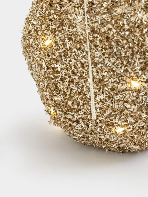 Мүсінше, жарықтандырылған, 20 см, пластик, шампан, Жылтырақтары бар шырша шары, Frosty sparks, image-2