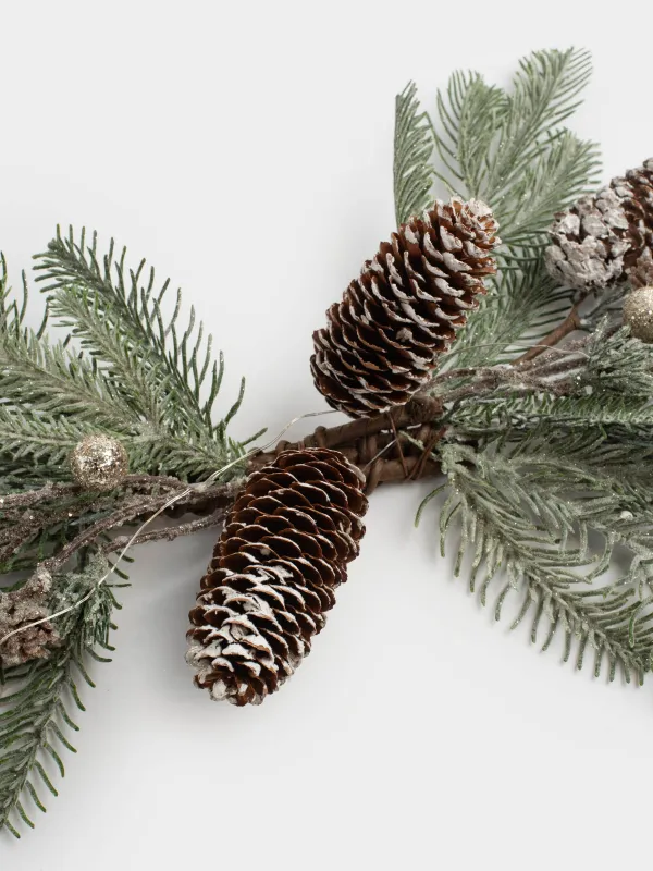 Сәндік композиция, 60 см, жарықтандырылған, пластик, Шампан жидектері мен қылқан инелер, Conifer champagne, image-2