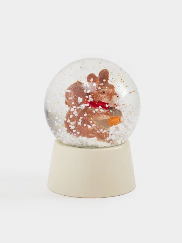 Снежный шар, 6 см, стекло/полирезин, молочный, Белка с грибом, Forest animals, image-2