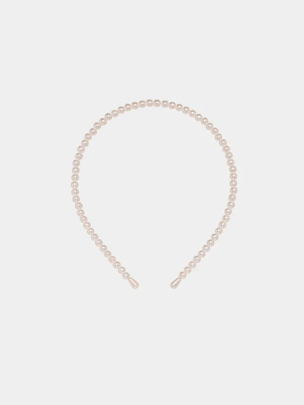 Ободок для волос, 13х14 см, пластик/металл, белый, Бусины, Hairstyle, image-0