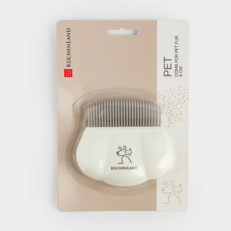 Жануарлардың жүніне арналған тарақ, 9 см, пластик, ақ, табан, Pet, image-4