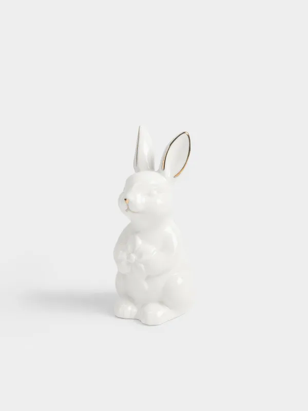 Мүсінше, жарықтандырылған, 13 см, фарфор P, ақ және алтын түстес, Қоян, Rustic Easter, image-0