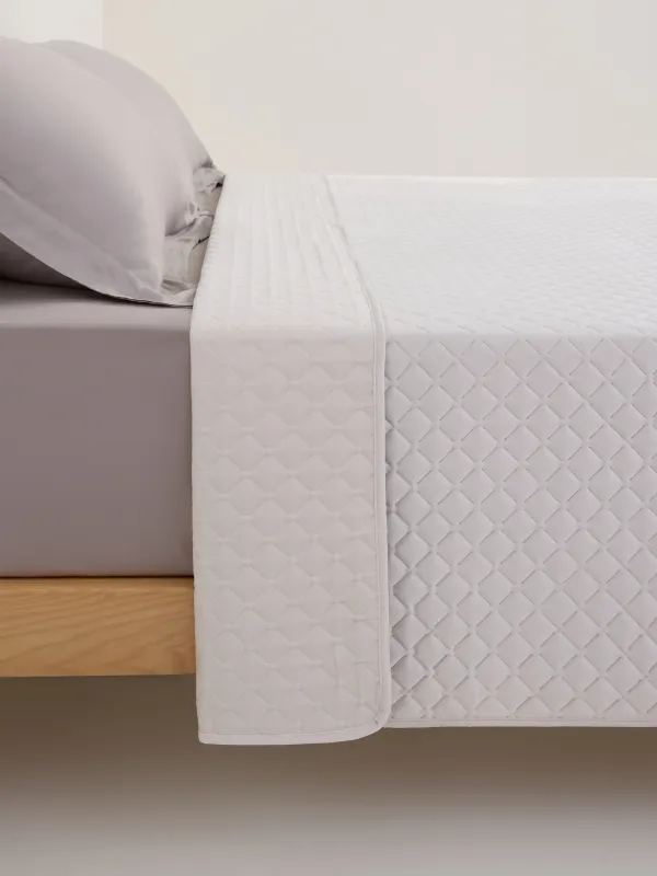 Покрывало, 220х240 см, стеганое, вельвет/микрофибра, бежево-серое, Stitch velvet, image-2