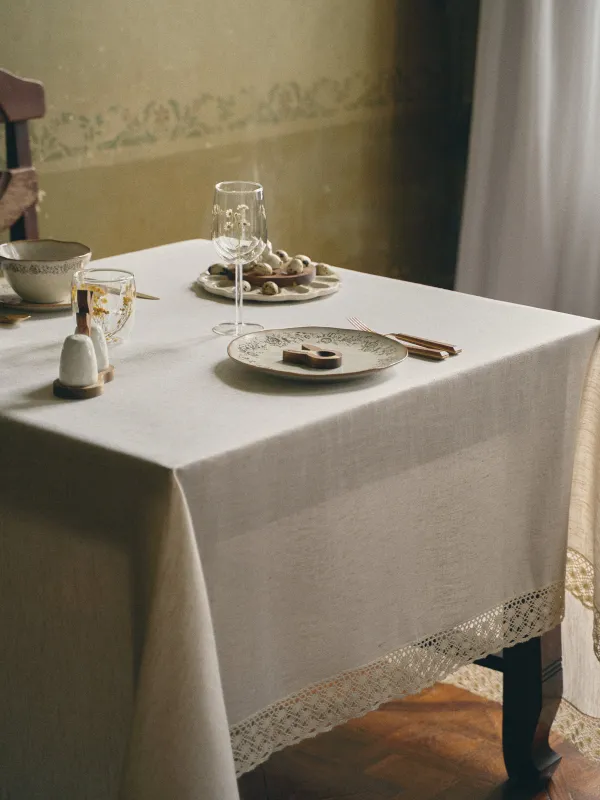 Скатерть, 170х250 см, с кружевом, Natural framed, image-7