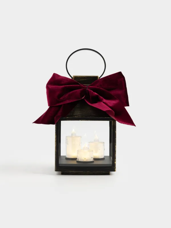 Светильник декоративный, 25 см, пластик, бронзовый, Фонарь со свечами, Bronze style, image-0