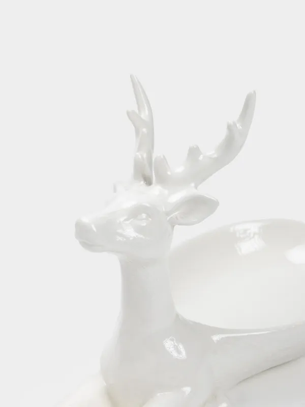 Сәндік ыдыс, 28х13х18 см, керамика, ақ, Бұғы, Forest deers, image-2