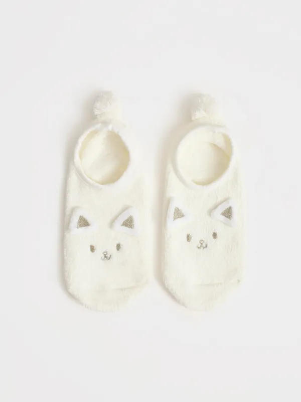 Балалар шұлықтары, үйге арналған, өлшемі 27-29, шенилл, сарғылт-қоңыр, Мысық, Funny chenill, image-0