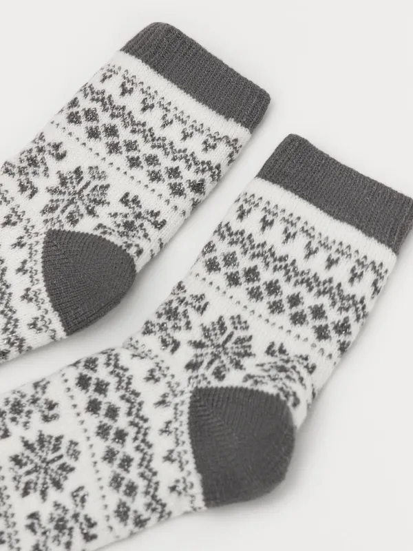 Әйелдер шұлықтары, үйге арналған, өлшемі 36-38, полиэстер/акрил, сұр-сарғылт-қоңыр, Өрнек, Fleece, image-2