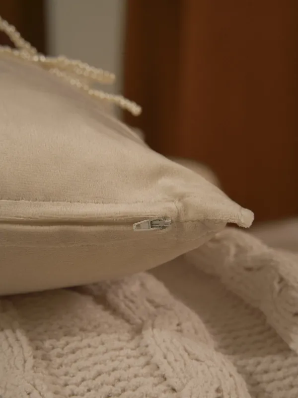 Сәндік жастық, 45х45 см, барқыт/моншақ, сұр, Бантик, Pearl bow, image-6