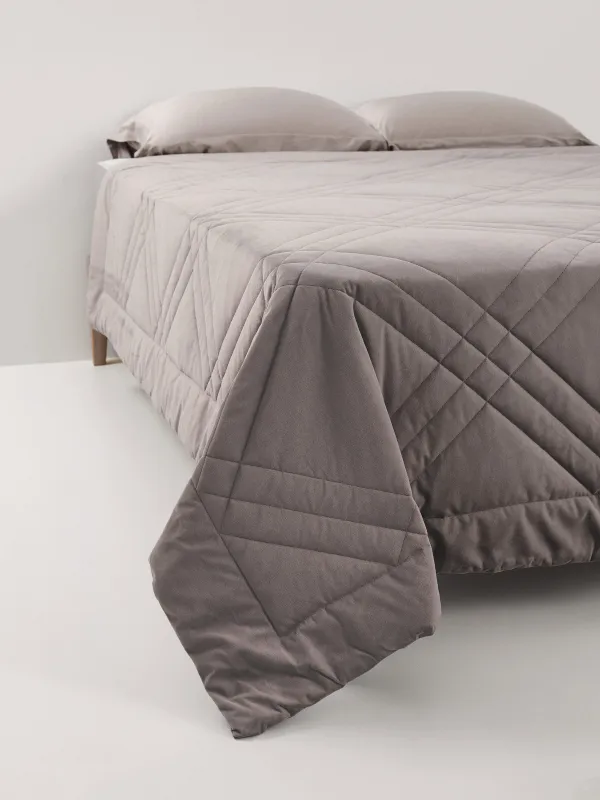 Покрывало, 220х240 см, стеганое, вельвет/микрофибра, серо-лиловое, Ромбы, Stitch velvet, image-5