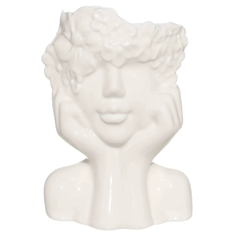 Гүл вазасы, 17 см, сәндік, Фарфор P, сүт, гүлдермен бет, Face flowers