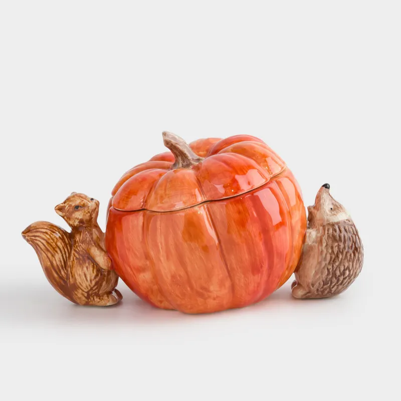 Емкость для хранения, 22х12 см, 550 мл, керамика D, Еж и белка с тыквой, Forest symphony