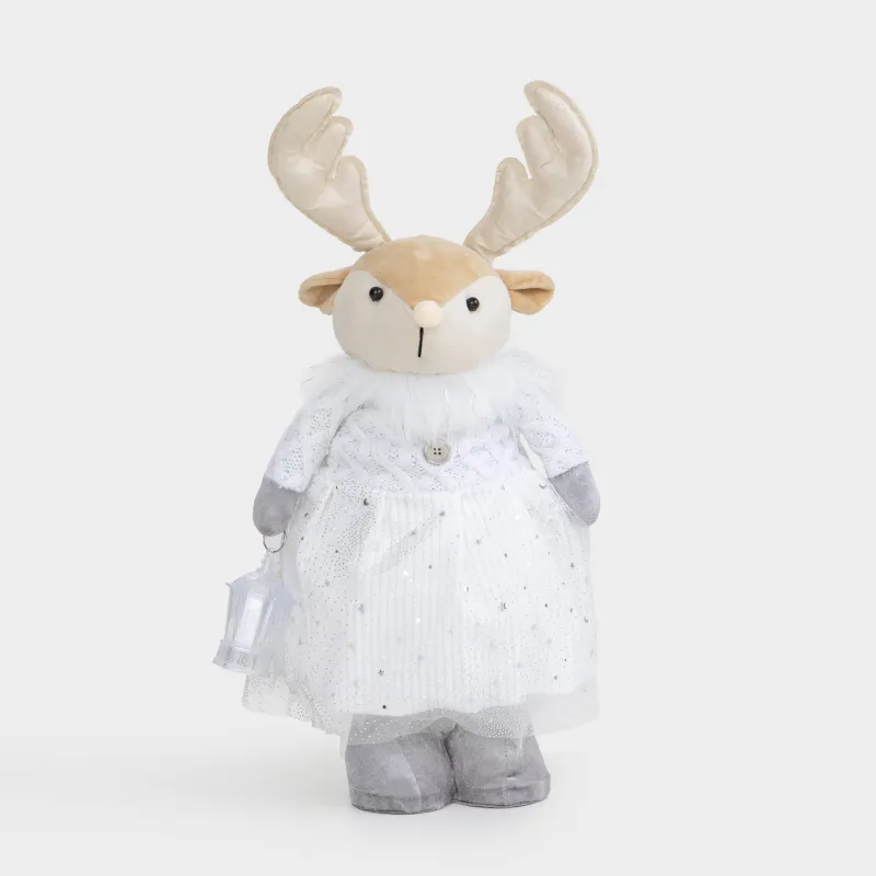 Сәндік бұйым, 53/85 см, жылжымалы, полиэстер, сарғылт-қоңыр және күміс, Бұғы, Cute