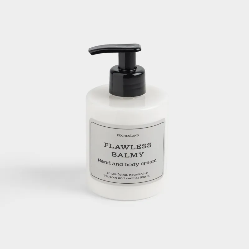Крем для рук и тела, 300 мл, с дозатором, эмульсионный, питательный, Табак и ваниль, Flawless balmy