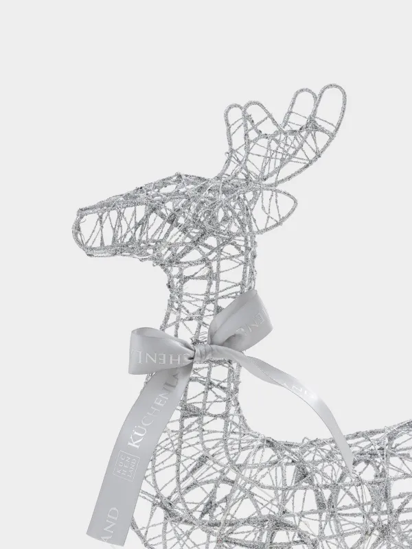 Мүсінше, жарықтандырылған, 40 см, металл, күміс, Бұғы, Deer sparks, image-1