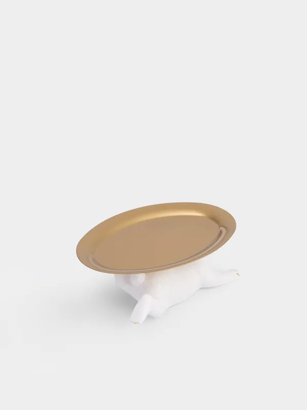 Сәндік ыдыс, 18х10 см, полирезин/металл, ақ және алтын түстес, Қоян, Rustic Easter, image-3