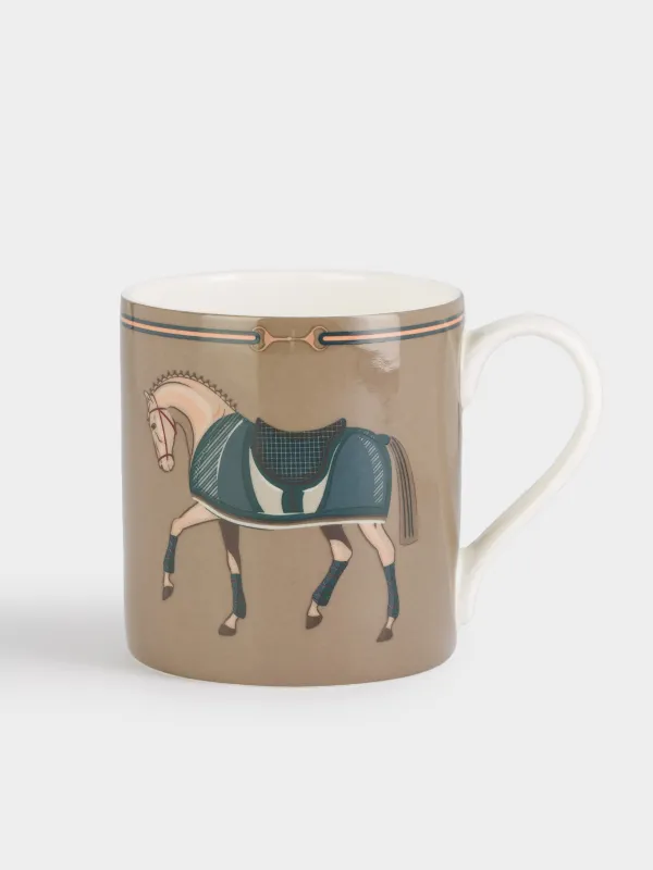 Кружка, 380 мл, фарфор F, бежевая, Лошадь, Warhorse, image-0
