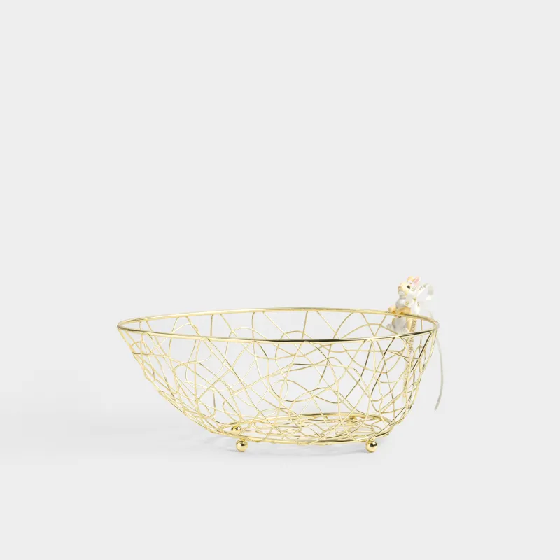 Жеміс себеті, 25х18 см, металл/полирезин, алтын түстес, Қоян, Twist gold