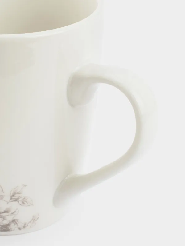 Кружка, 350 мл, 2 дана, Фарфор P, ақ, бежевый гүлдер, Малео, image-5