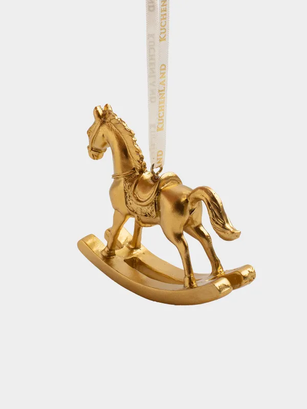 Шырша ойыншығы, 8 см, полирезин, алтын, Тербелетін ат, Figure christmas, image-2