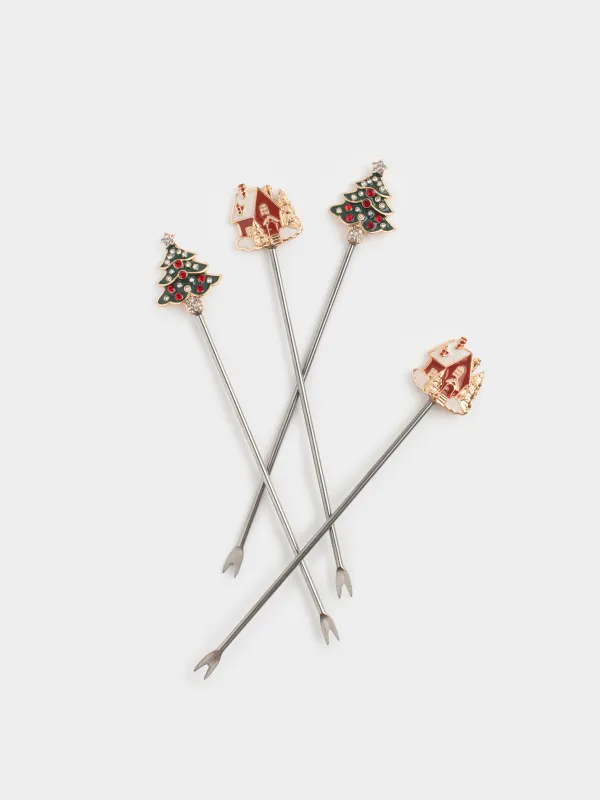 Канапе таяқшасы, 12 см, 4 дана, металл, сүт түстес, Жылқы, Horse milky, image-2