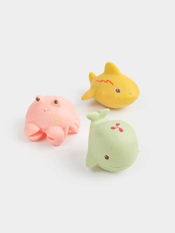 Шомылуға арналған ойыншықтар жиынтығы, 3 зат, ПВХ, Теңіз тіршілігі, Aquatic animals, image-0