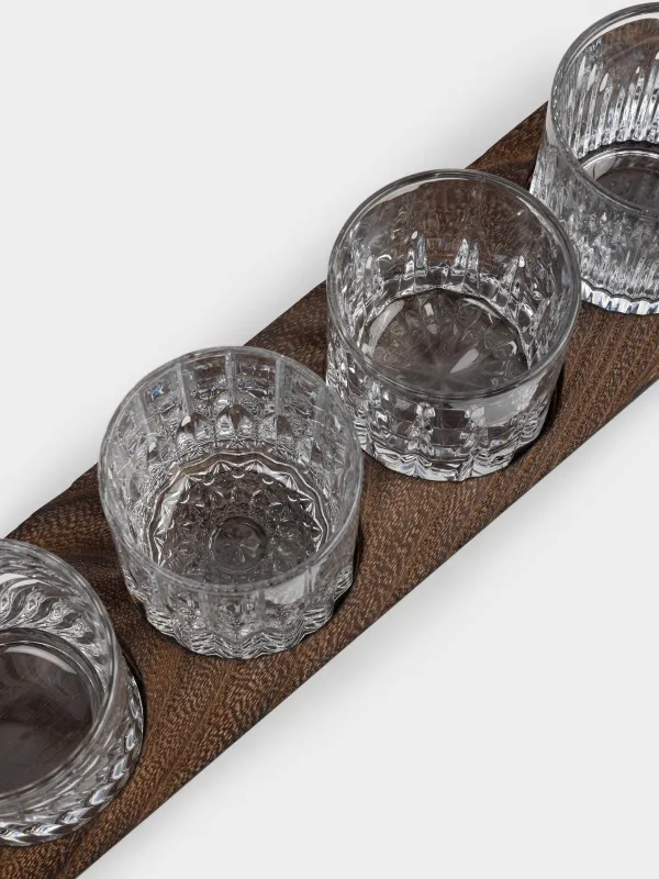Набор стаканов для виски, 9 см, 250 мл, 4 шт, на подставке, стекло Р/дерево, Ribby wood, image-3
