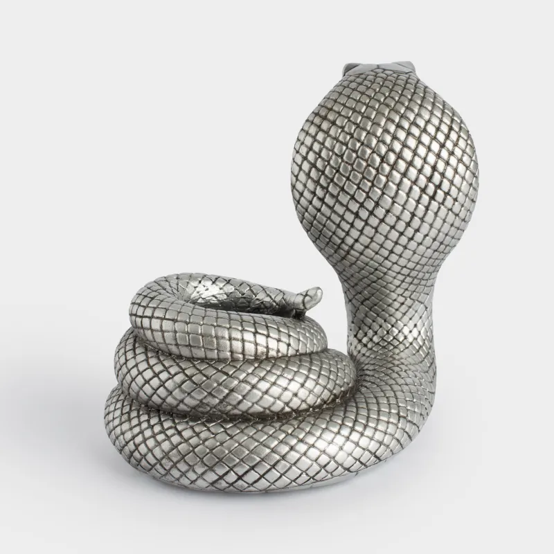 Статуэтка, 13 см, полирезин, серебристая, Кобра, Cobra cute, image-4