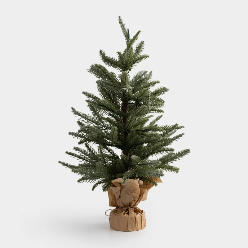 Ель искусственная, 60 см, с подсветкой, в крафте, ПВХ, Ель с блестками, Conifer silver