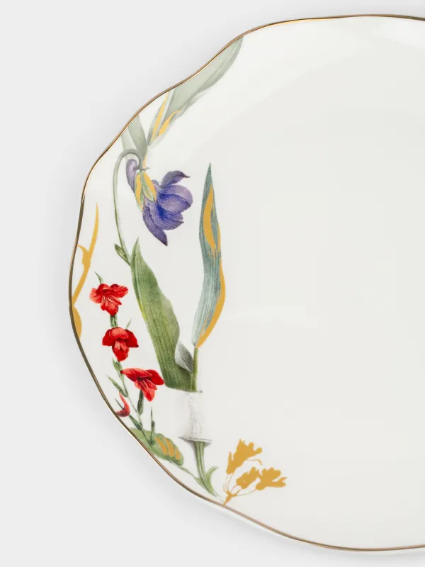 Тарелка закусочная, 22 см, фарфор N, белая, с золотистым кантом, Цветы, Night flower, image-4