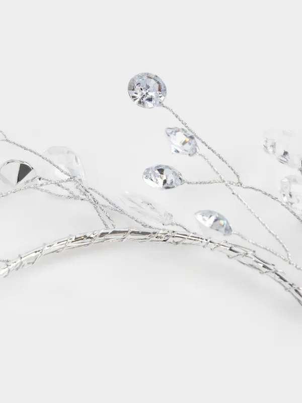 Шамға арналған гүл шоғы, 10/16 см, акрил/металл, күміс, Кристалдар, Crystal decor, image-3