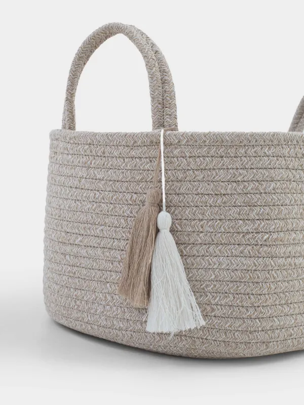 Сақтау себеті, 34х23 см, тұтқалары бар, мақта/полиэстер, сопақ, сүт түстес, Tote, image-1