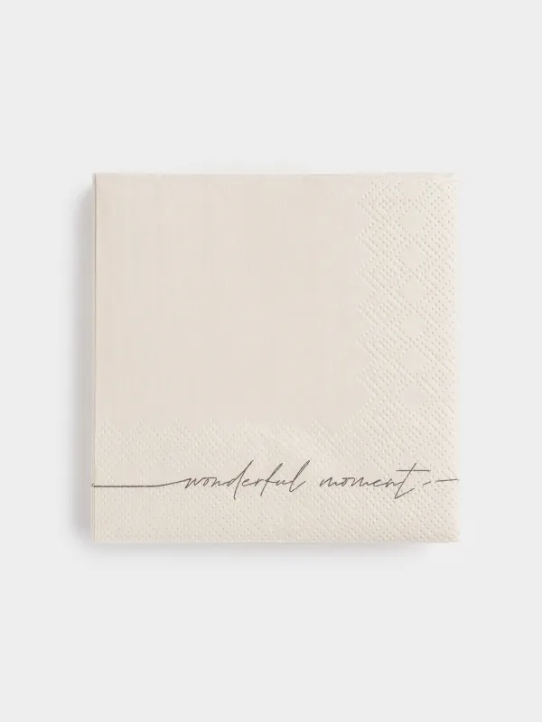 Салфетки бумажные, 21х21 см, 20 шт, квадратные, белые, Wonderful moment, Scroll, image-0