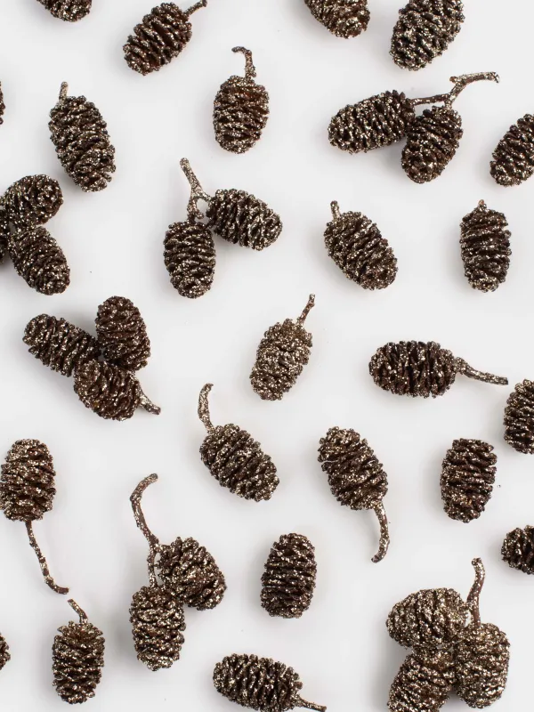 Набор декоративный, 9x22 см, шишки, бронзовый/шампань, Шишки в блестках, Conifer delice, image-2