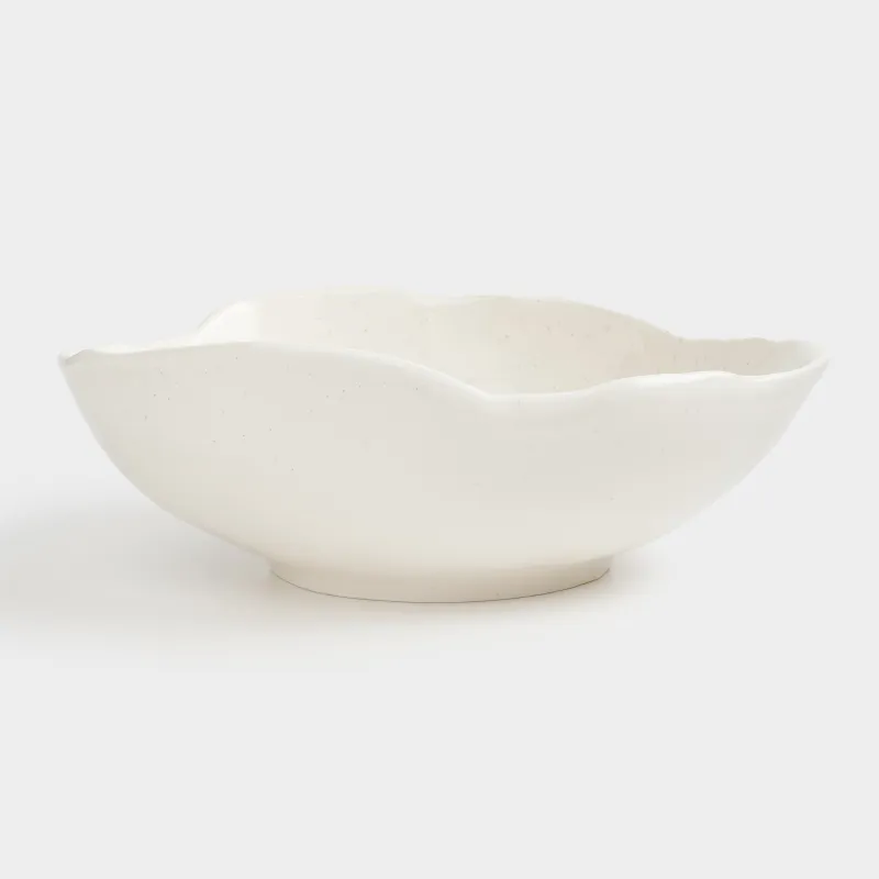 Жеміс вазасы, 27х9 см, керамика, сүт түстес, дақтары бар, тегіс емес жиек, Delicia