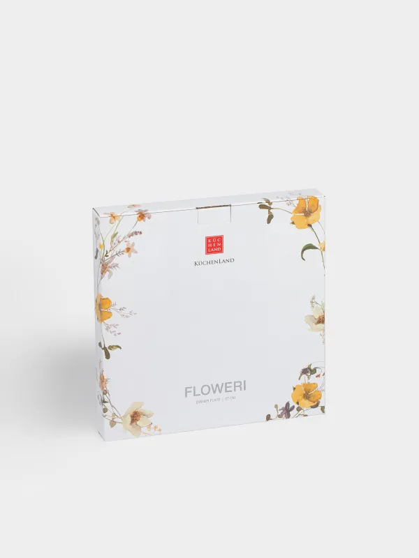 Түскі ас тәрелкесі, 27 см, фарфор N, ақ, Сары гүлдер, Floweri, image-6