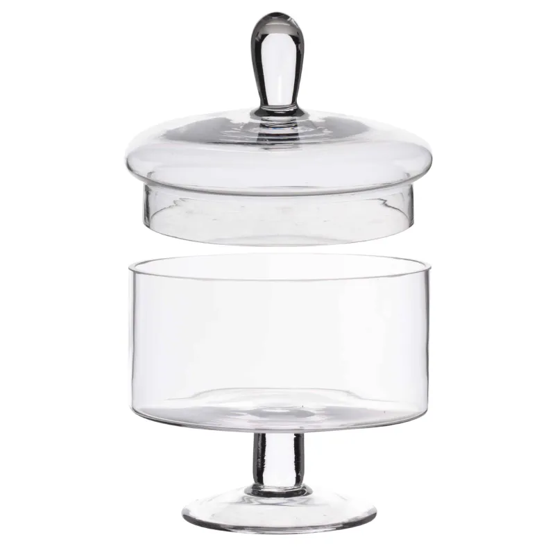 Кәмпит ыдысы, 13х17 см, аяқта, қақпағы бар, шыны, Clear, image-1