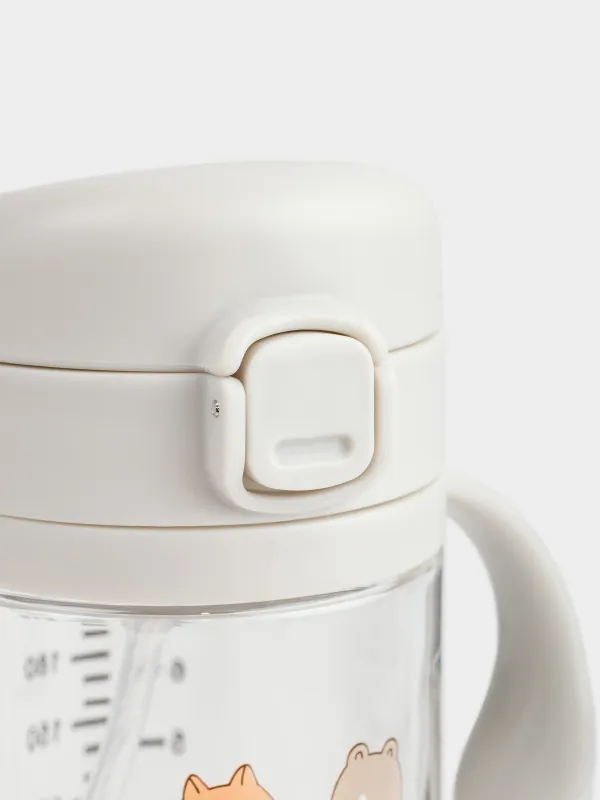 Балаларға арналған бөтелке, 240 мл, тритан, сарғылт-қоңыр, Жануарлар, Kiddy, image-1