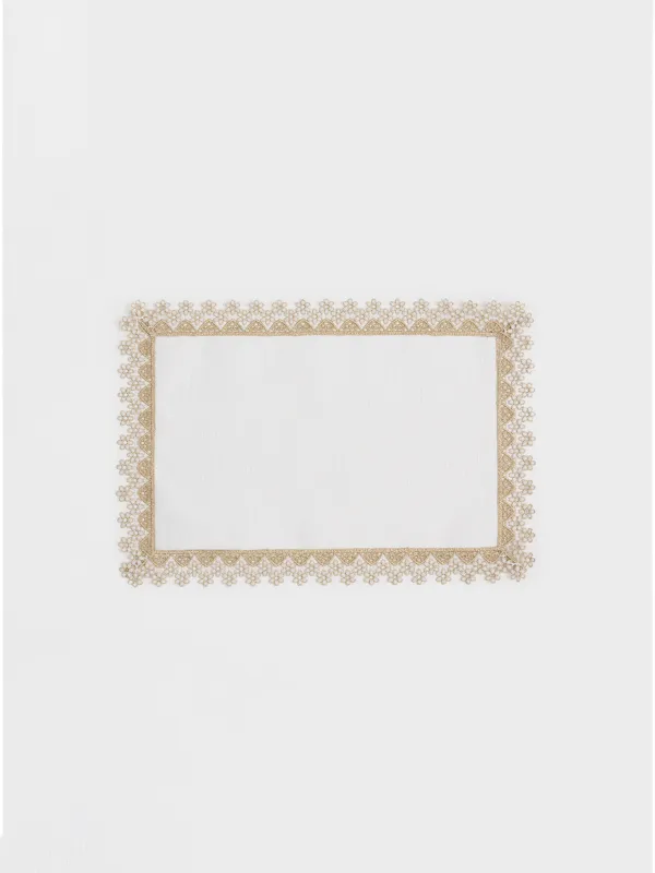 Салфетка под приборы, 30х45 см, Flower lace gold, image-0