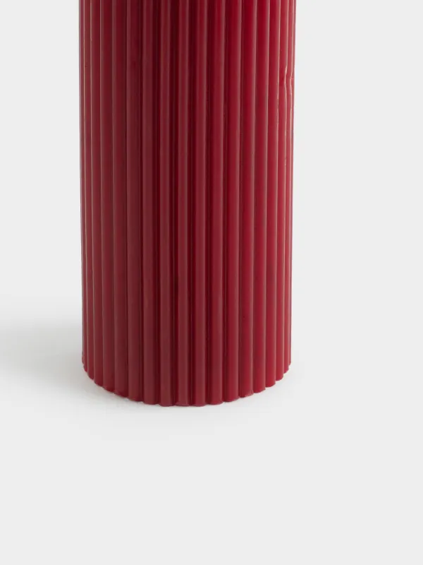 Свеча, 5х14 см, цилиндрическая, бордовая, Ribbed candle, image-2