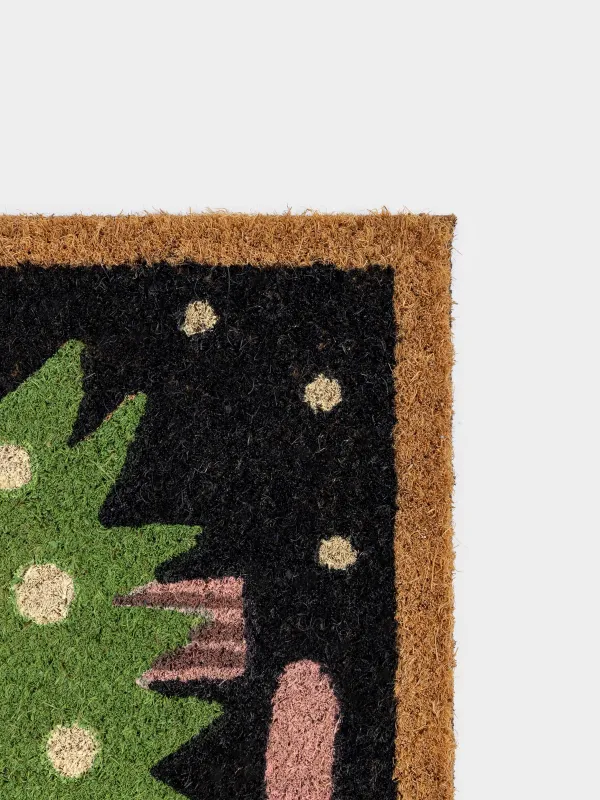 Есік алды кілемшесі, 40х60 см, кокос/ПВХ, тікбұрышты, көк, Шыршасы бар ит, Dog christmas, image-2